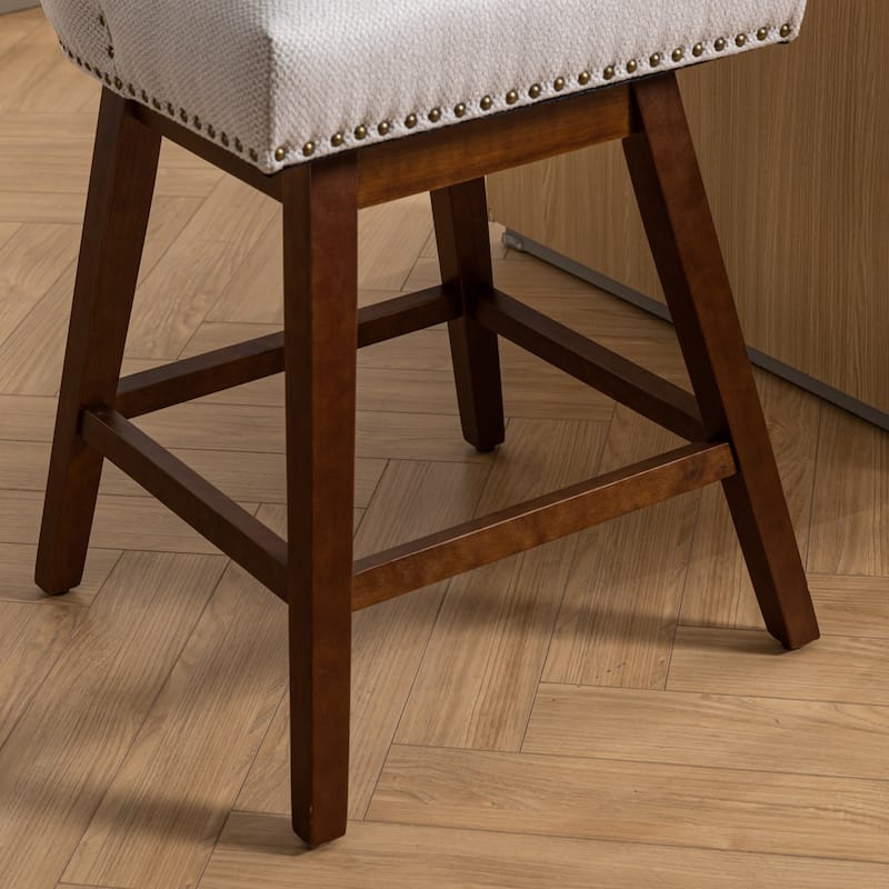 Counter Height Swivel Barstools 21" Thick Upholstered Bar Stools Set of 2