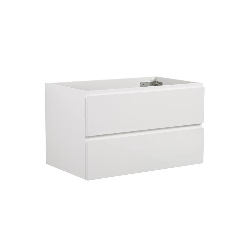 Modern 24" Alice Wall-Mounted Vanity with Silent Soft-Closing Drawers, Walnut Finish, and Ample Storage - No Basin Included