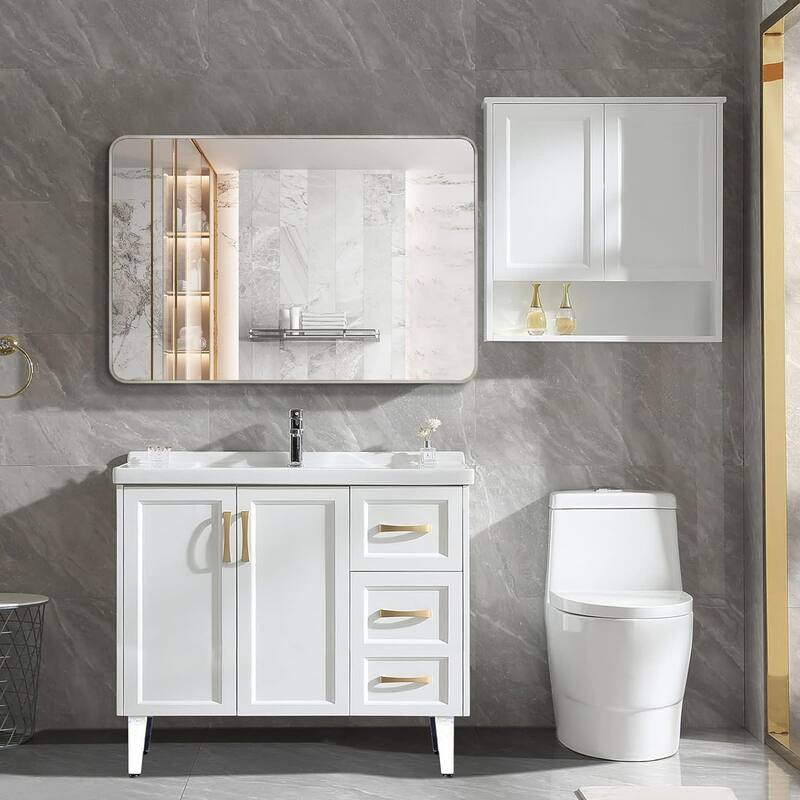 30x40 Inch Metal Framed Rectangular Rectangular Bathrrom Mirror