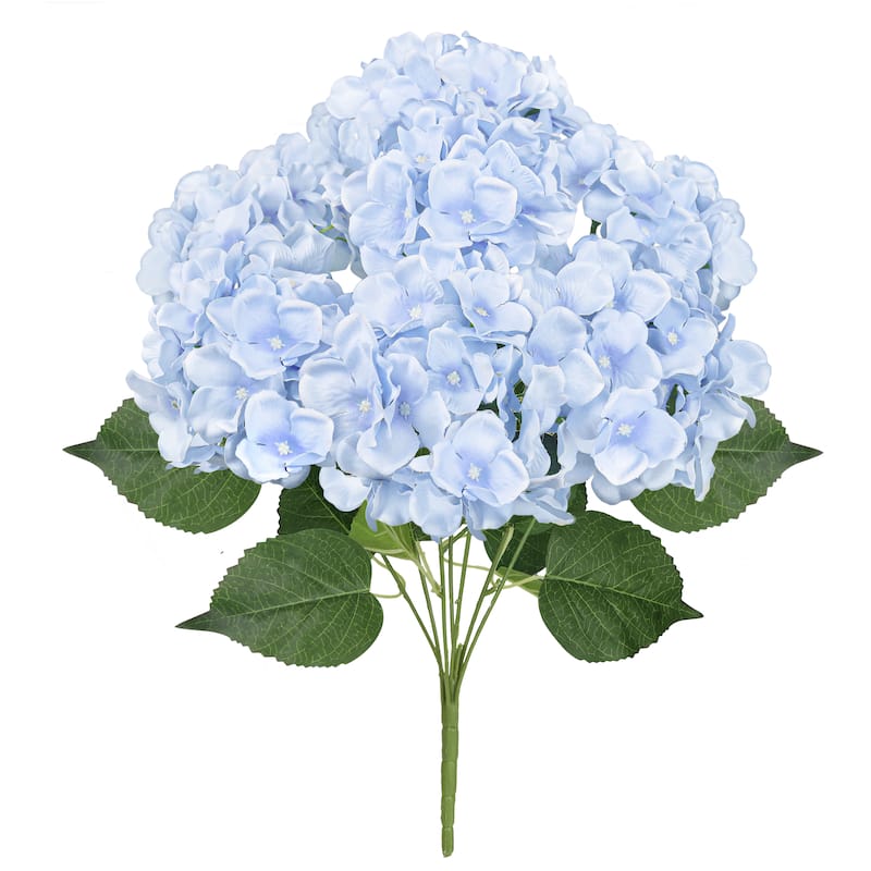 Set of 2 Deluxe Baby Blue Artificial Hydrangea Flower Stem Bush Bouquet 20in - 20" L x 12" W x 12" DP