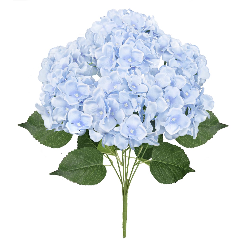 Set of 2 Deluxe Baby Blue Artificial Hydrangea Flower Stem Bush Bouquet 20in - 20" L x 12" W x 12" DP