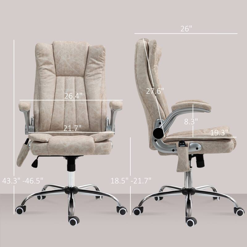 High Back Vibration Massage Office Chair Heated Computer Chair with Flip-up Armrest, Adjustable Height, for Office