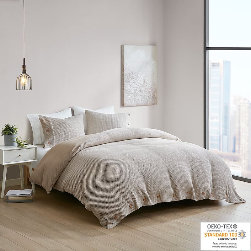 Adalyn Cotton and Rayon from Bamboo Blend Waffle Weave Duvet Cover Set by Clean Spaces
