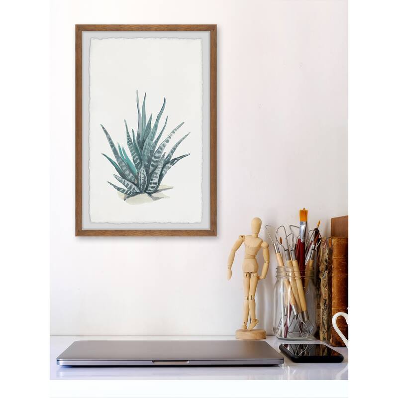 Tall Succulent Framed Wall Art, Elegant Home Touch - Sophisticated Artwork for Refined Décor