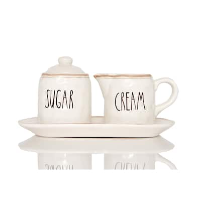 Red Vanilla Countryside Sugar and Cream Set on Tray