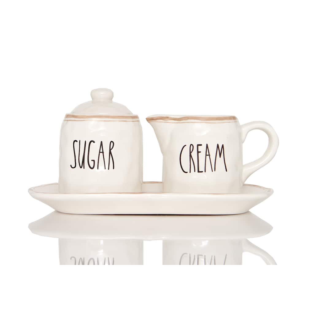 Red Vanilla Countryside Sugar and Cream Set on Tray