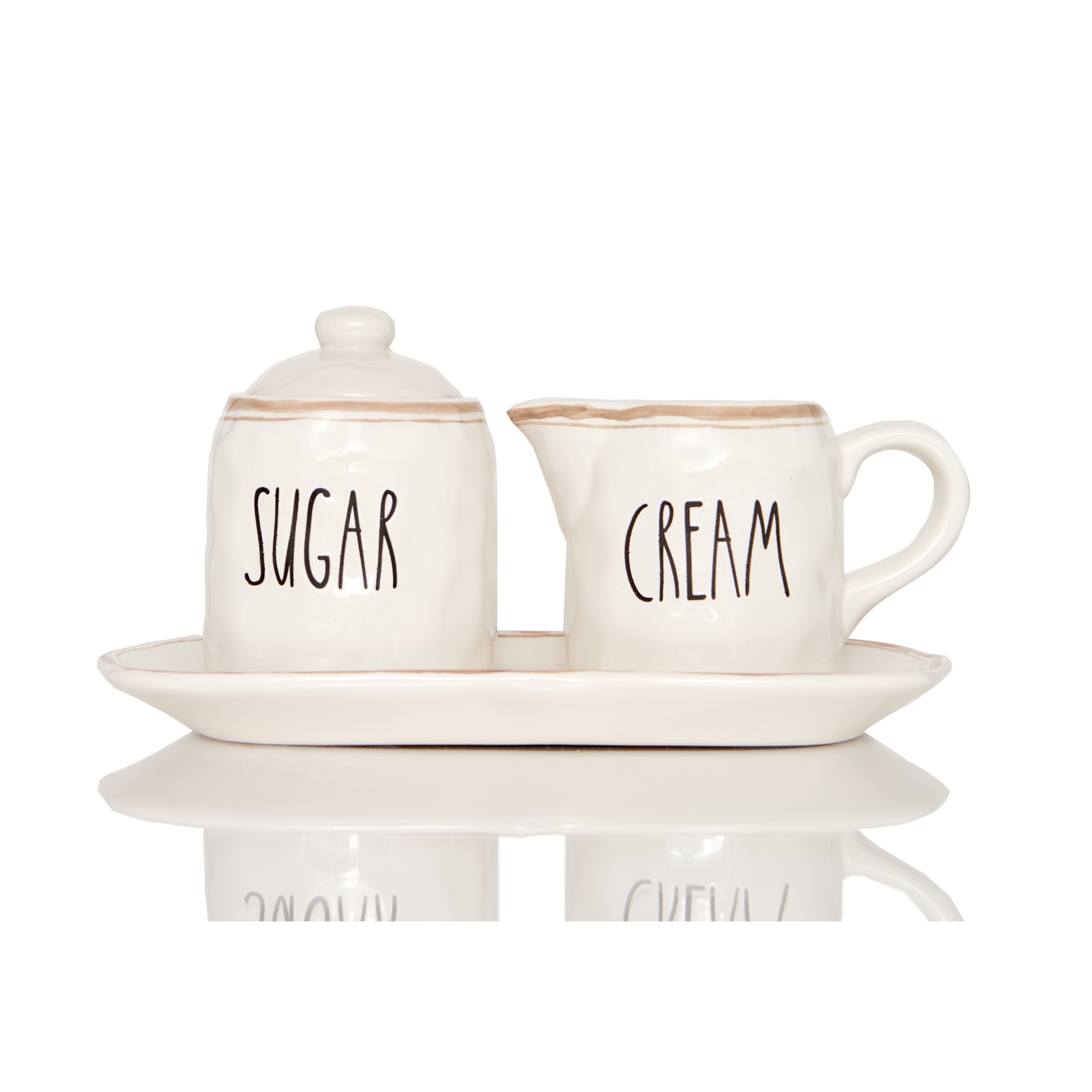 Red Vanilla Countryside Sugar and Cream Set on Tray