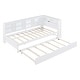 preview thumbnail 75 of 105, L-shape Daybed Wooden Sofa Bed Corner Bed with Bookcase Guardrail Built-in USB Charging Ports, Space-saving Bed