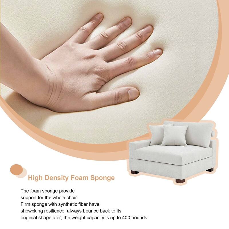 Chenille Upholstered Armless Accent Chair With Plush Cushion