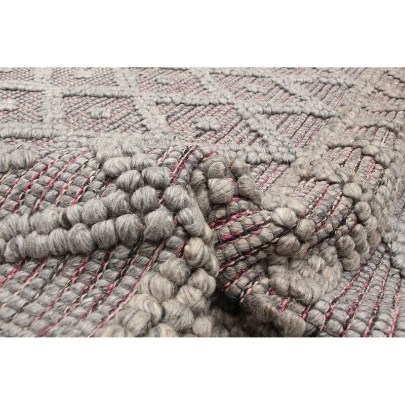 ECARPETGALLERY Braid weave Sienna Grey Wool Rug - 5'2 x 7'8