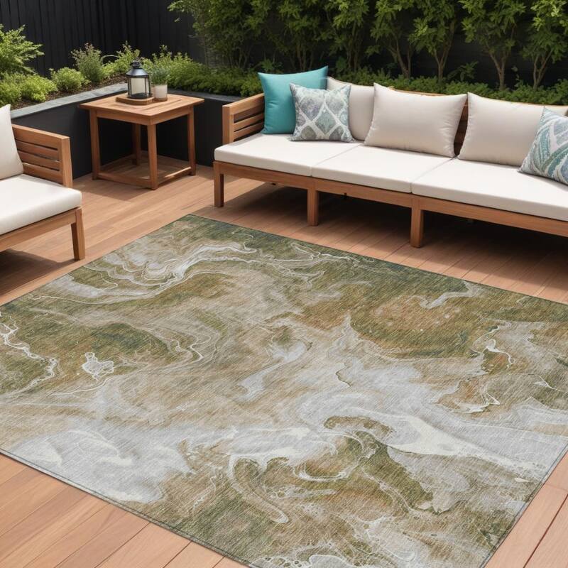 HomeRoots Abstract Modern Rectangle Outdoor Rug - 8' X 10'