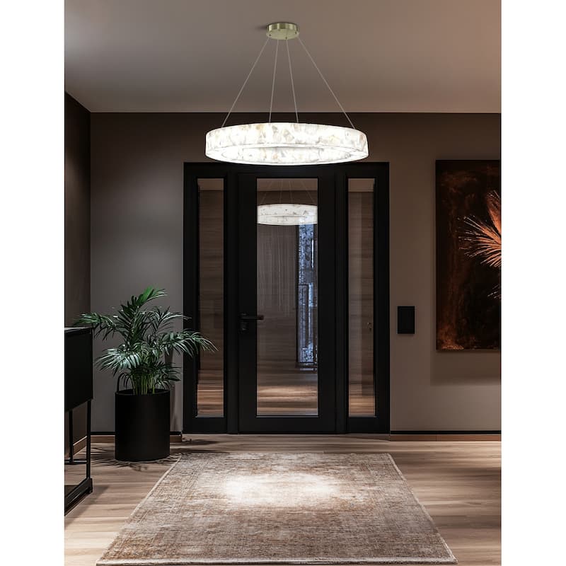Justice Design LumenAria - Medley LED Alabaster Rocks Ring Pendant Light