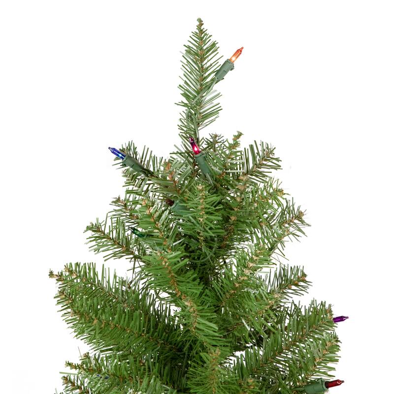 6.5' Pre-Lit Silver Lake Fir Pencil Artificial Christmas Tree Multi Lights