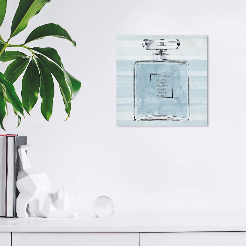 Wynwood Studio Canvas Fashion and Glam Elegant Blue Perfume Blue and Light Blue Glam Wall Art Canvas Print - 12 x 12