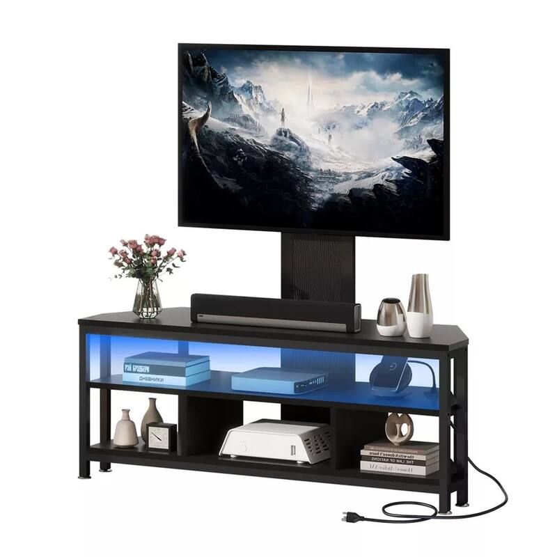 TV Stand with Mount & Power Outlet for 55/60/65/70 Inch TV Black - 47 inches in width