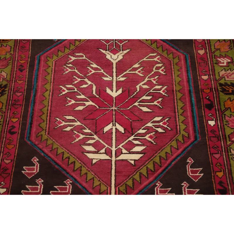 Hand Knotted Oriental 100% Wool Carpet Traditional Tribal Pink Ardebil Runner Rug - 10' 4'' X 3' 11''