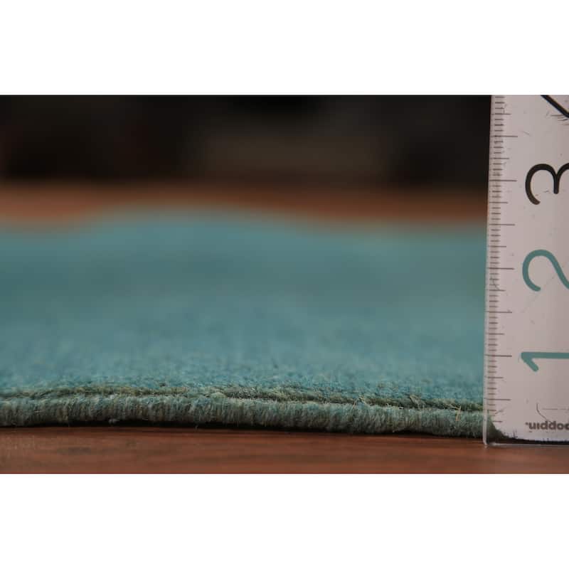 Blue & Green Gabbeh Modern Rug Hand-Knotted Striped Wool Carpet - 4'0" x 5'6"