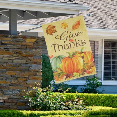 Give Thanks Autumn Harvest Outdoor House Flag 28" x 40" - 28" x 40"