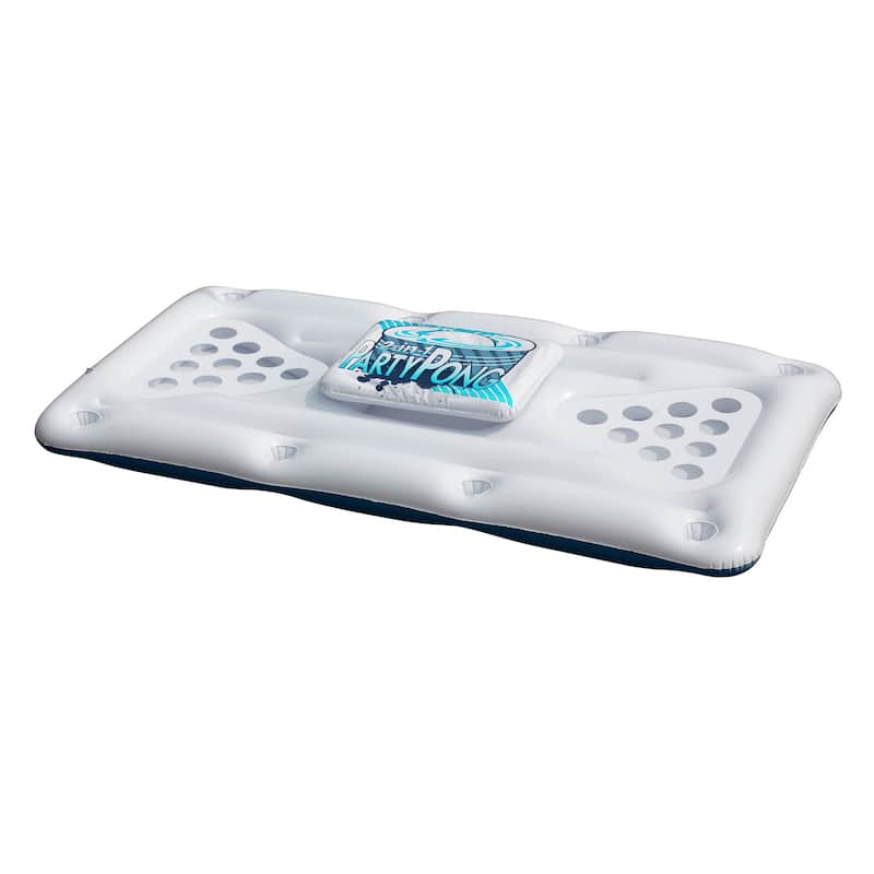 76.5" Inflatable Floating Swimming Pool Pong Game with Built In Cooler - N/A