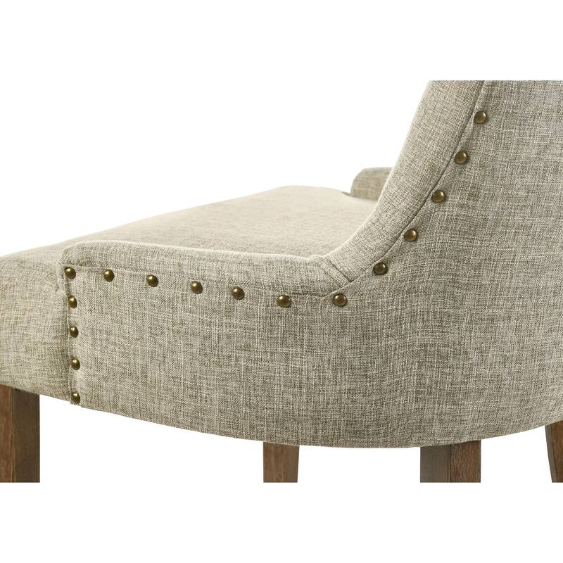 Yotam Beige Fabric & Salvaged Oak Finish Side Chair (Set of 2)