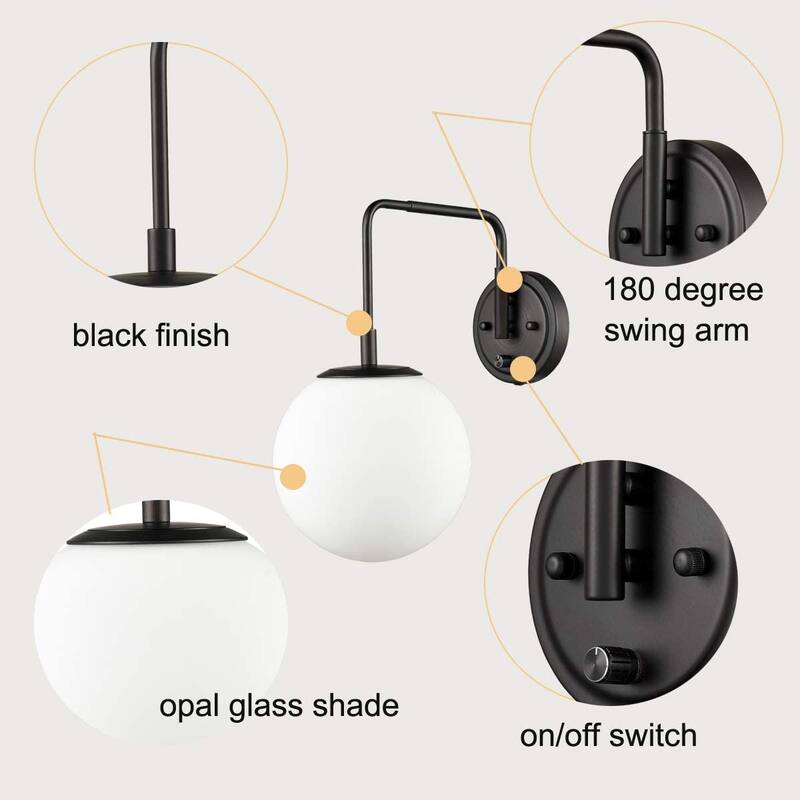 Sifnos Wall Sconce Opal Globe Glass Modern Wall Sconce Plug-in & Hardwired