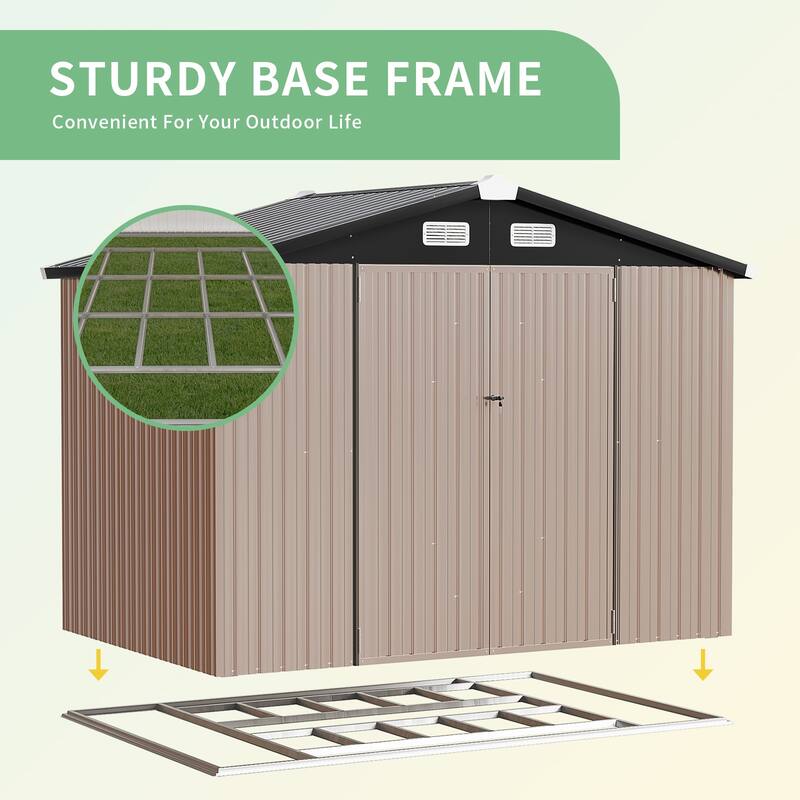 AOXUN Outdoor Storage Shed with Lockable Doors and Air Vents for Garden
