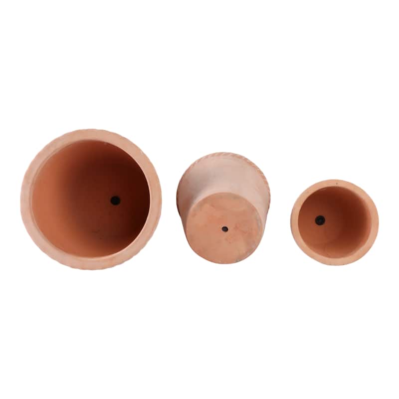 Pottery Clay Planter Modern Decorative Versatile Design (Set of 3) - 15" x 15" x 15"