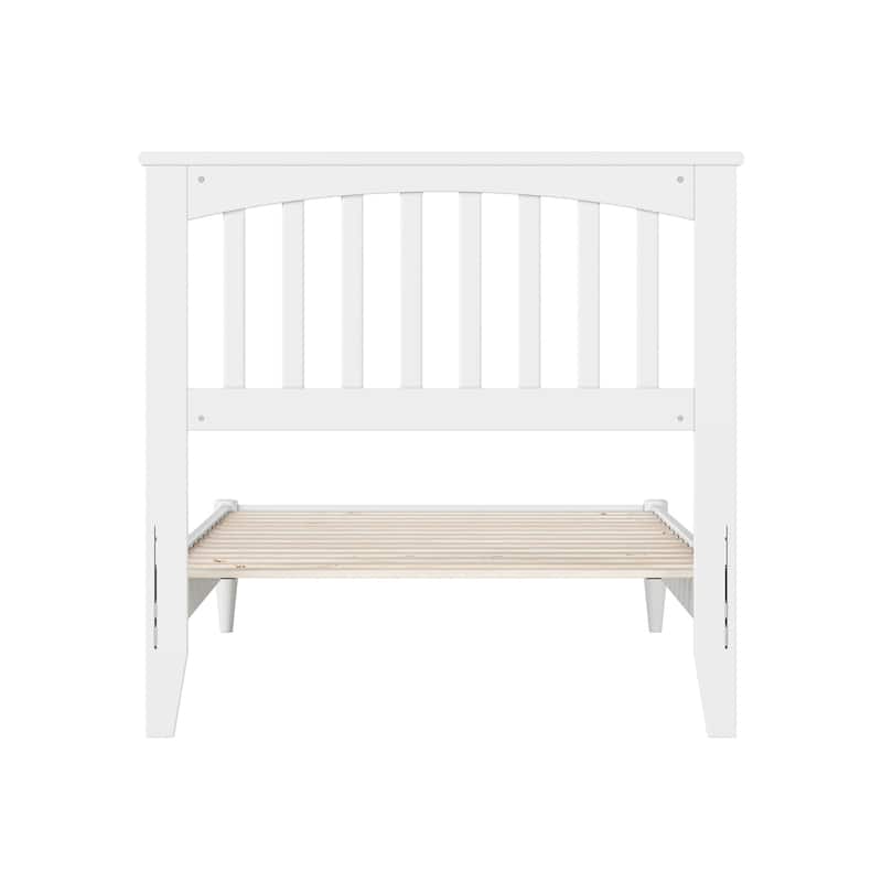 Solid Wood Low Profile Platform Bed - Twin Size, Modern Design, White Finish
