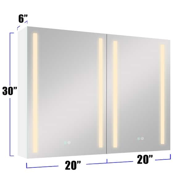 White 40x30 Inch LED Bathroom Medicine Cabinet with Mirror - Bed Bath ...