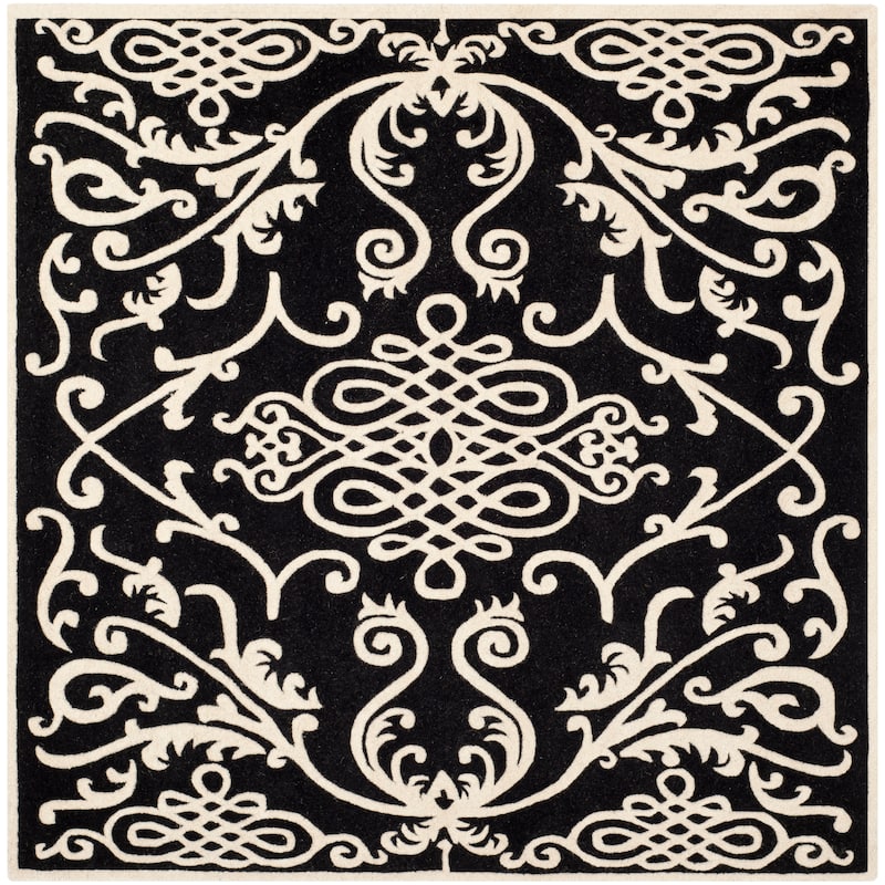 SAFAVIEH Handmade Soho Taja N.Z. Wool Rug - 6' Square - Black/Ivory