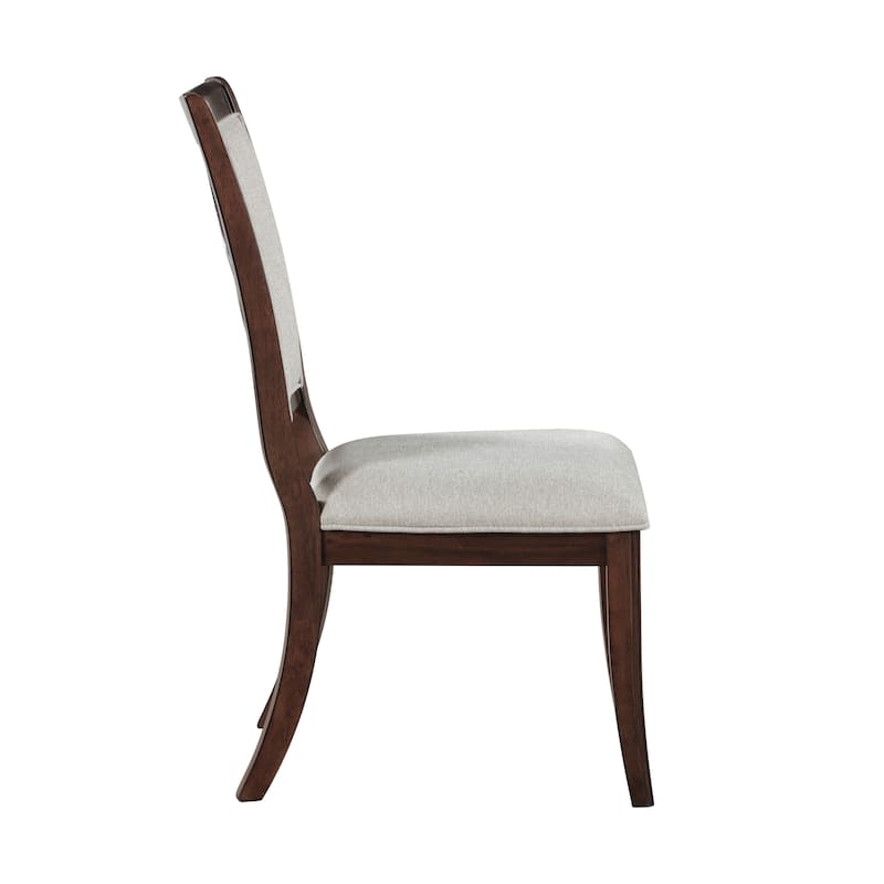 Traditional Dining Side Chairs Set Of 2pc, Wooden Upholstered Seat Formal Chairs - Cherry