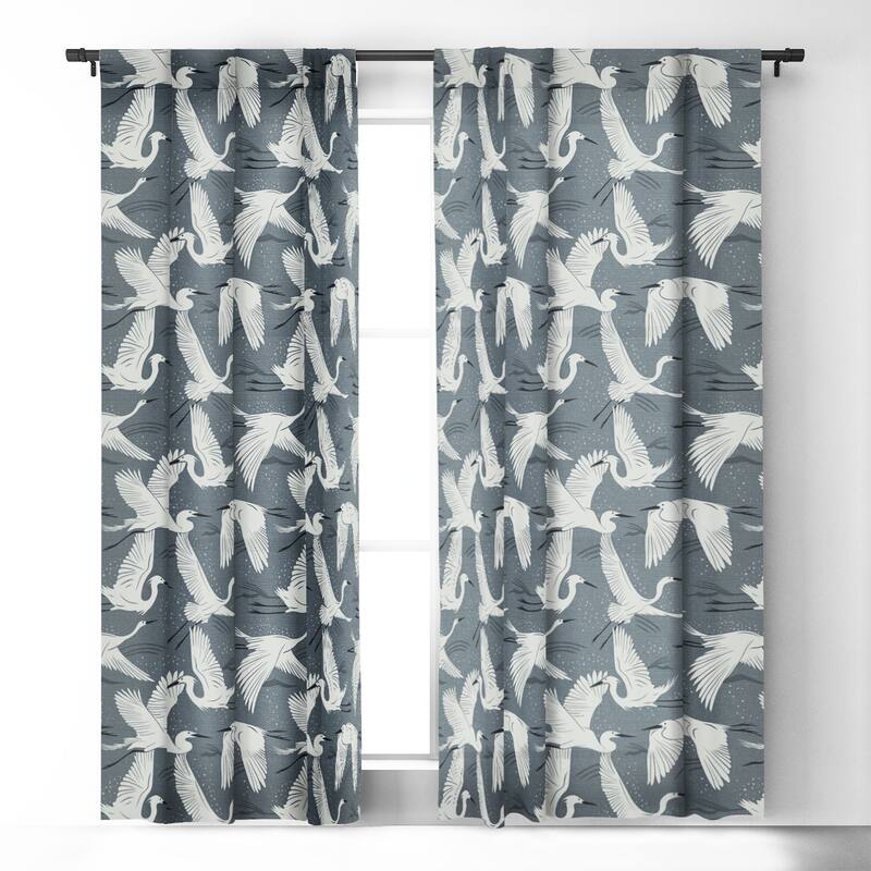 Blackout Soaring Wings Steel Blue Grey Made-to-Order Curtain Panel (One Panel)