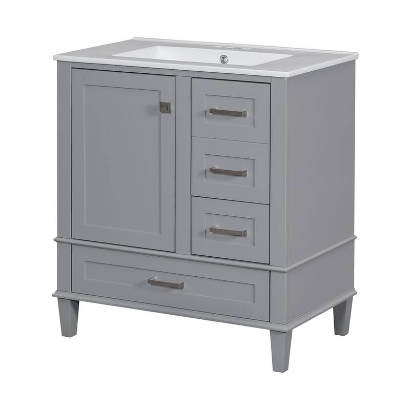 30" Elegantly Modern Bathroom Vanity with Sink Combo Set and 1 Soft Closing Door and 3 Drawers