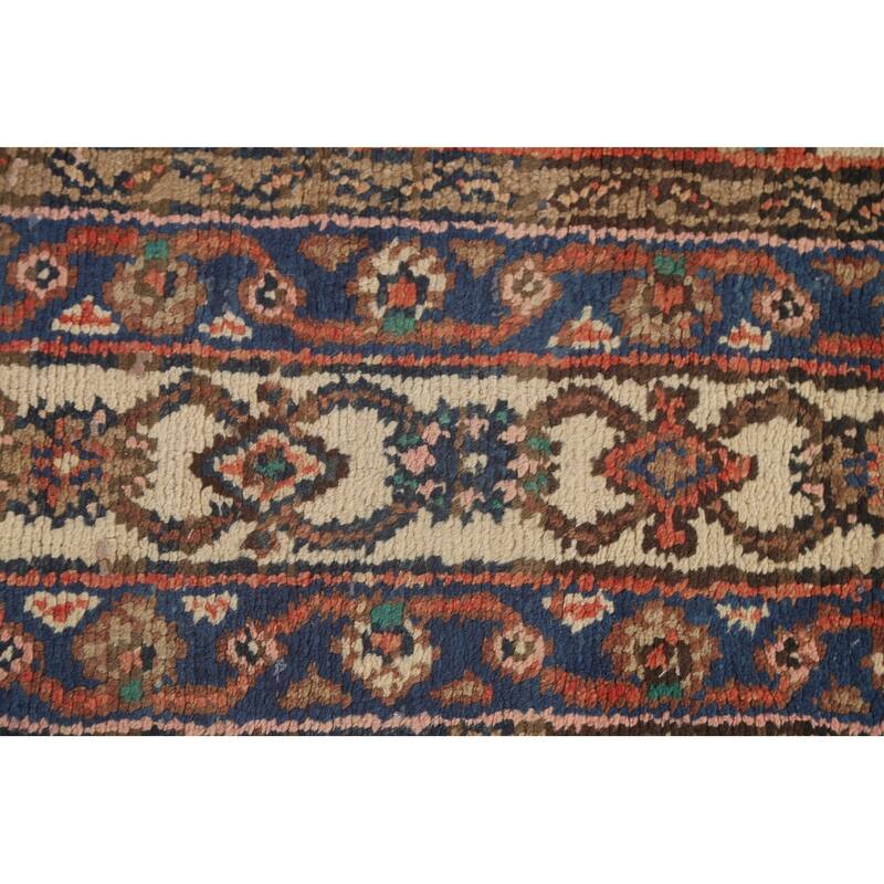 Geometric Hamedan Persian Vintage Area Rug Hand-Knotted Wool Carpet - 6'11"x 10'0"