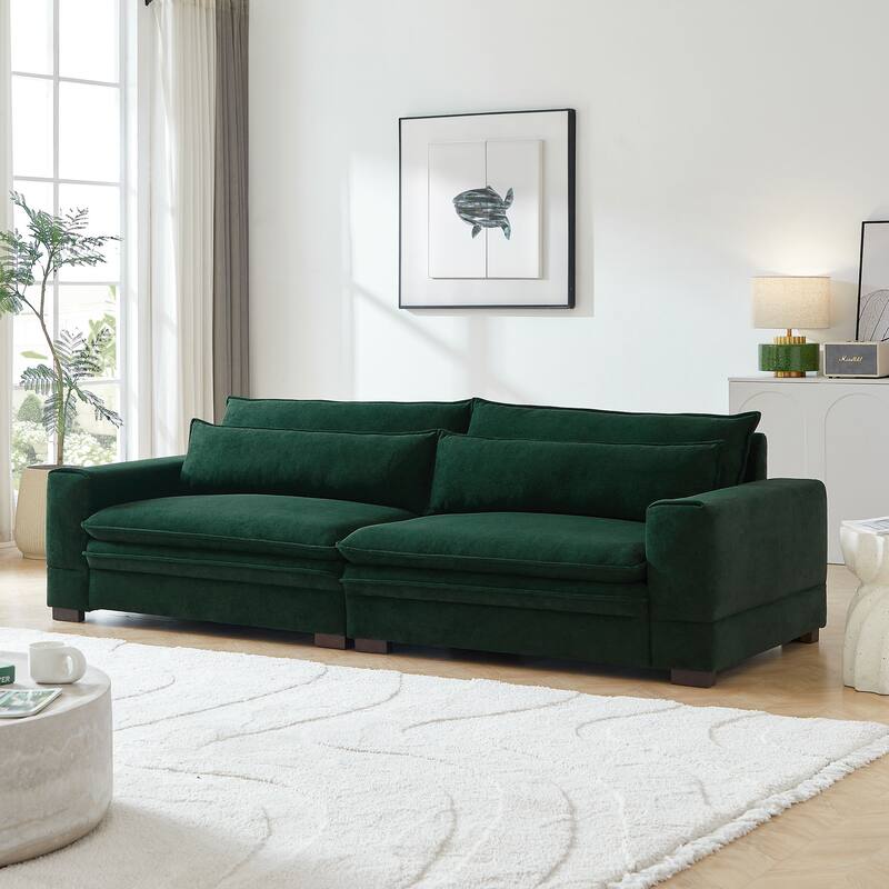 Modern 104.7" Large Fabric Sofa with Lumbar Pillows