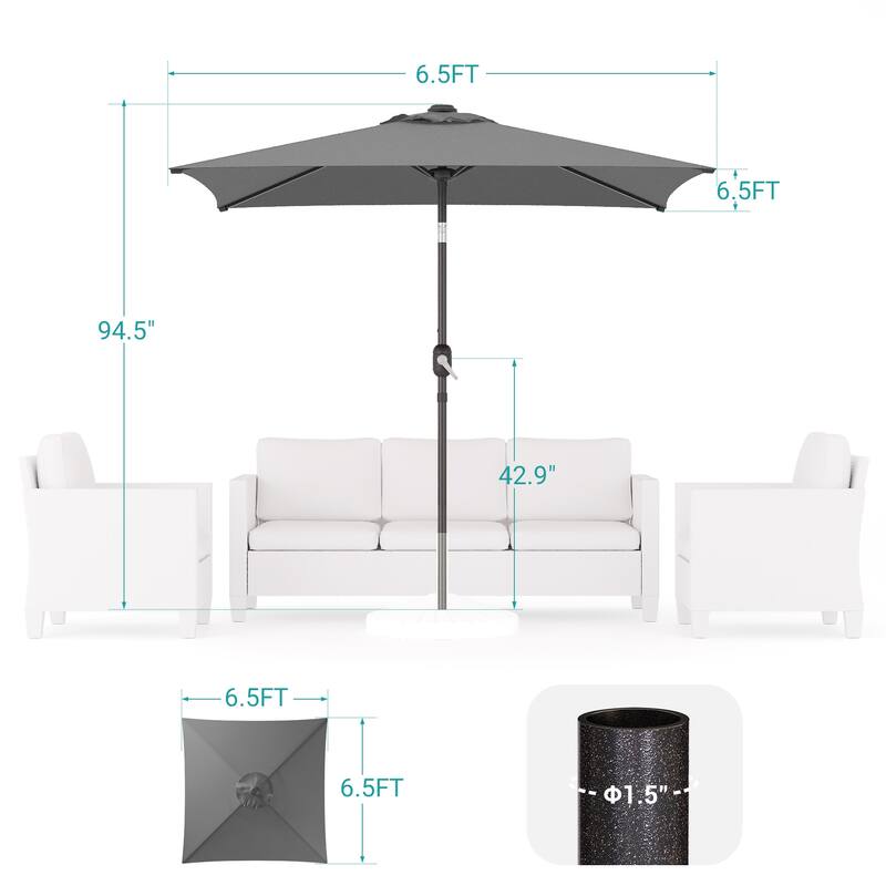 BONOSUKI 6.5x6.5Ft Patio Market Umbrella Weather-Resistant Frame