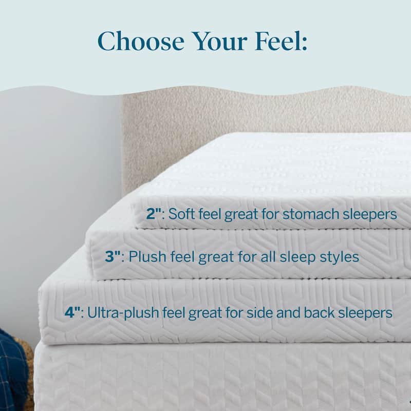 Lucid Lavender and Gel Covered Mattress Topper 2,3,4 inch - N/A