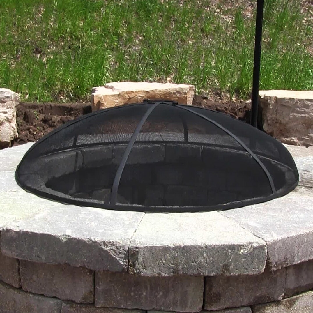 Shop Sunnydaze 30 Inch Diameter Outdoor Round Heavy Duty Steel Fire Pit Spark Screen Overstock 24088432