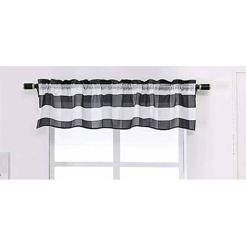 MarCielo 3 PCS Buffalo Check Plaid Window Kitchen Curtain With Tier