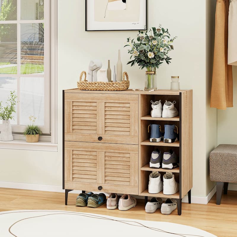 Costway Shoe Storage Cabinet with Flip Doors Adjustable and Removable - See Details