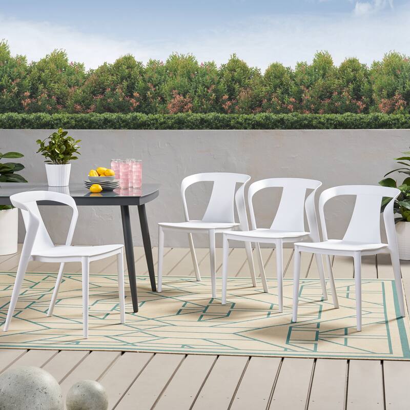 Orchid Outdoor Stacking Dining Chair (Set of 4) by Christopher Knight Home - 21.50" W x 19.50" D x 30.50" H