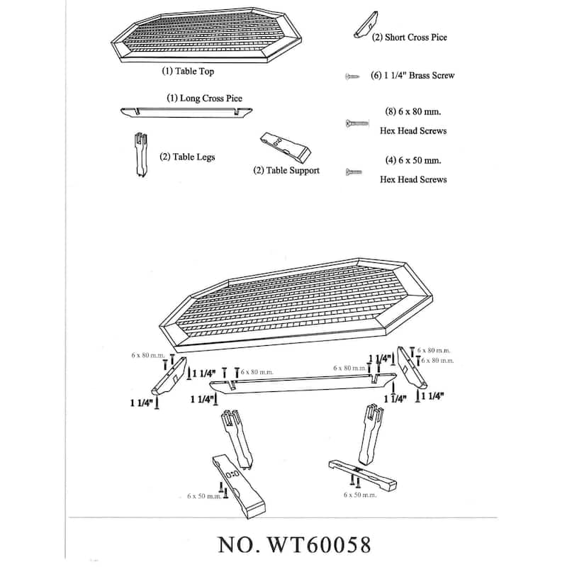 Prime Teak Large Grated Top Table - 24" H x 48"L x 18-1/2" W