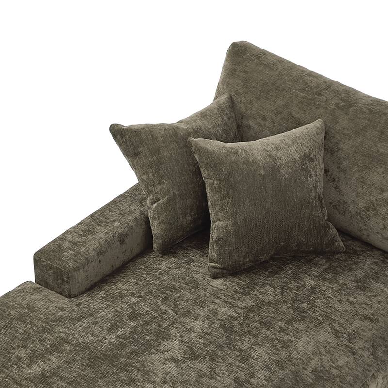 40.8"W Modern Chenille Upholstered Chaise Lounge with Pillow