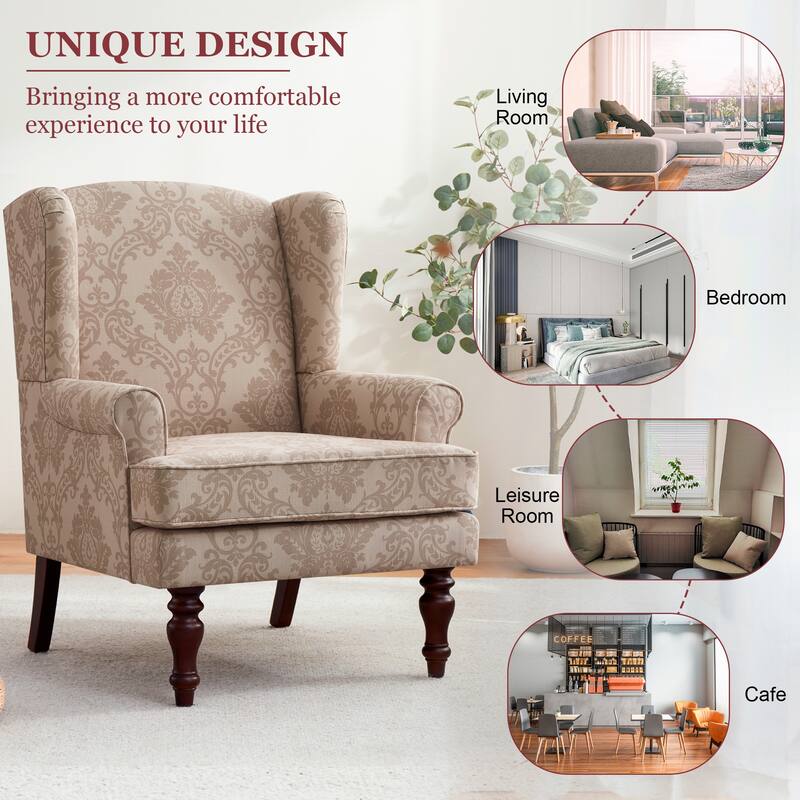 Accent Armchair with Turned Legs Set of 2 Blue/ Beige / Grey