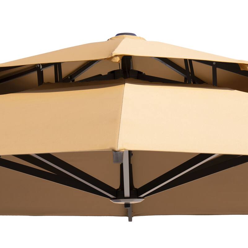 VredHom Luxury Double Top Patio Offset Cantilever Umbrella with Cross Stand