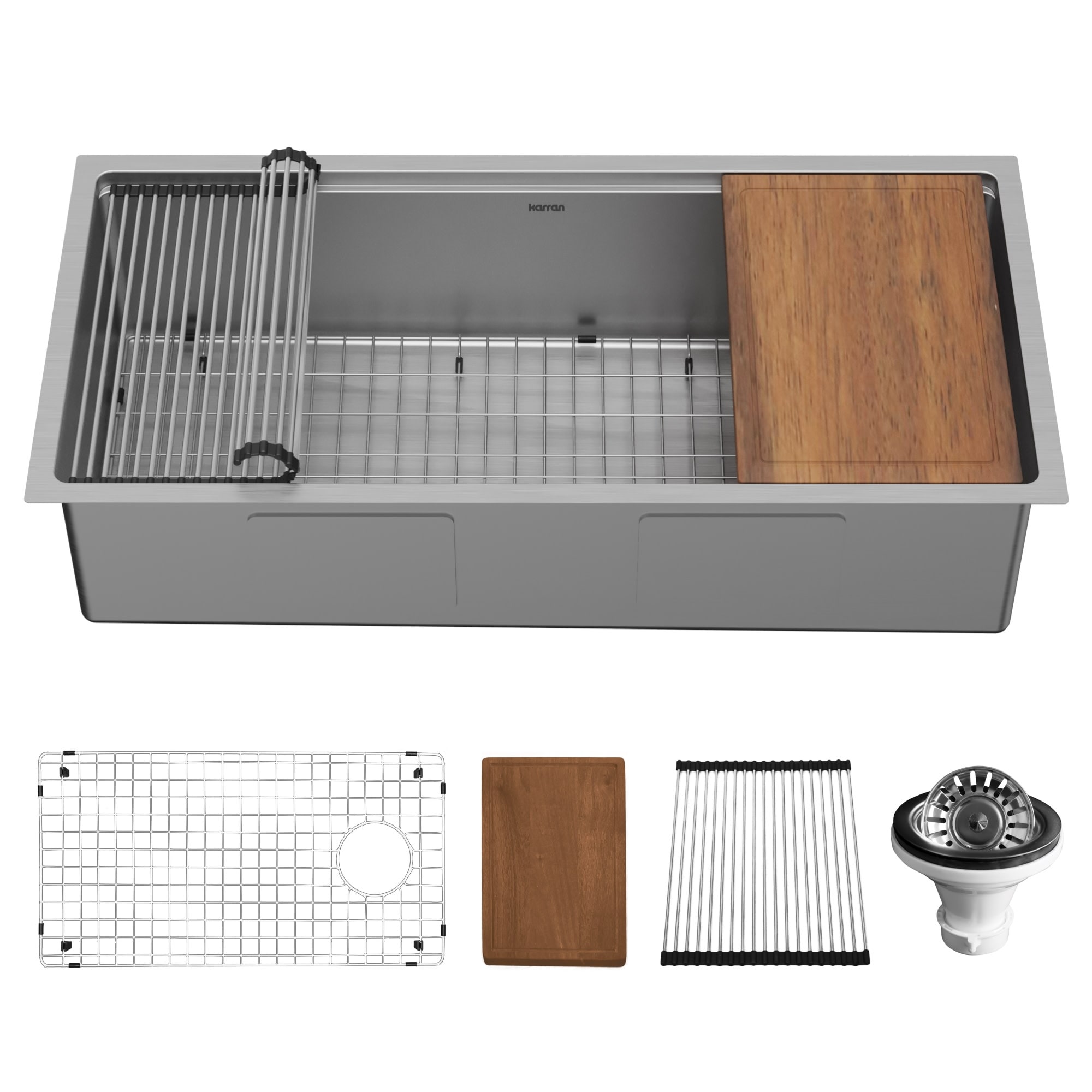Karran USA WS-39-PK1 Elite Workstation 39" Undermount Single Basin - Satin Brushed