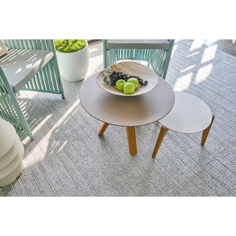 Nova Indoor/Outdoor Flatweave PET yarn Grey Area Rug.