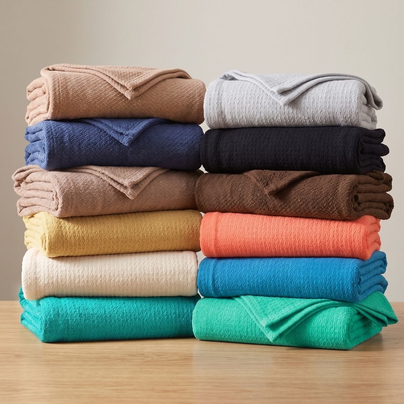 Superior 100% Cotton Waffle Weave Blanket, Soft Breathable All-Season Bed Blanket and Throw with Honeycomb Texture
