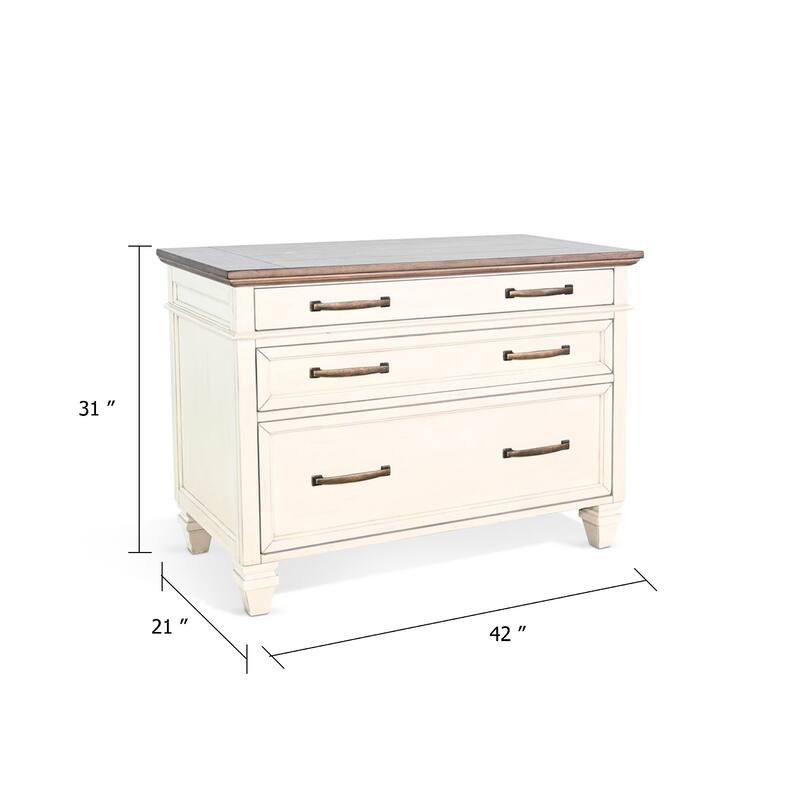 Casey File Cabinet with 3 Drawers, White Brown Mahogany Mindy Wood
