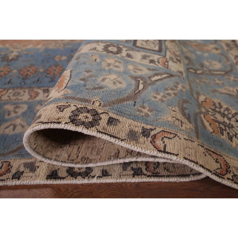 Blue Tabriz Persian Vintage Area Rug Handmade Wool Carpet - 6'11"x 10'9"